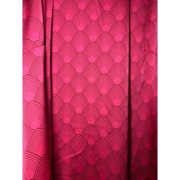 Worthington Pink Art Deco Geometric Bow Tie Blouse Mock Neck Satin Top 2X - Picture 2 of 9